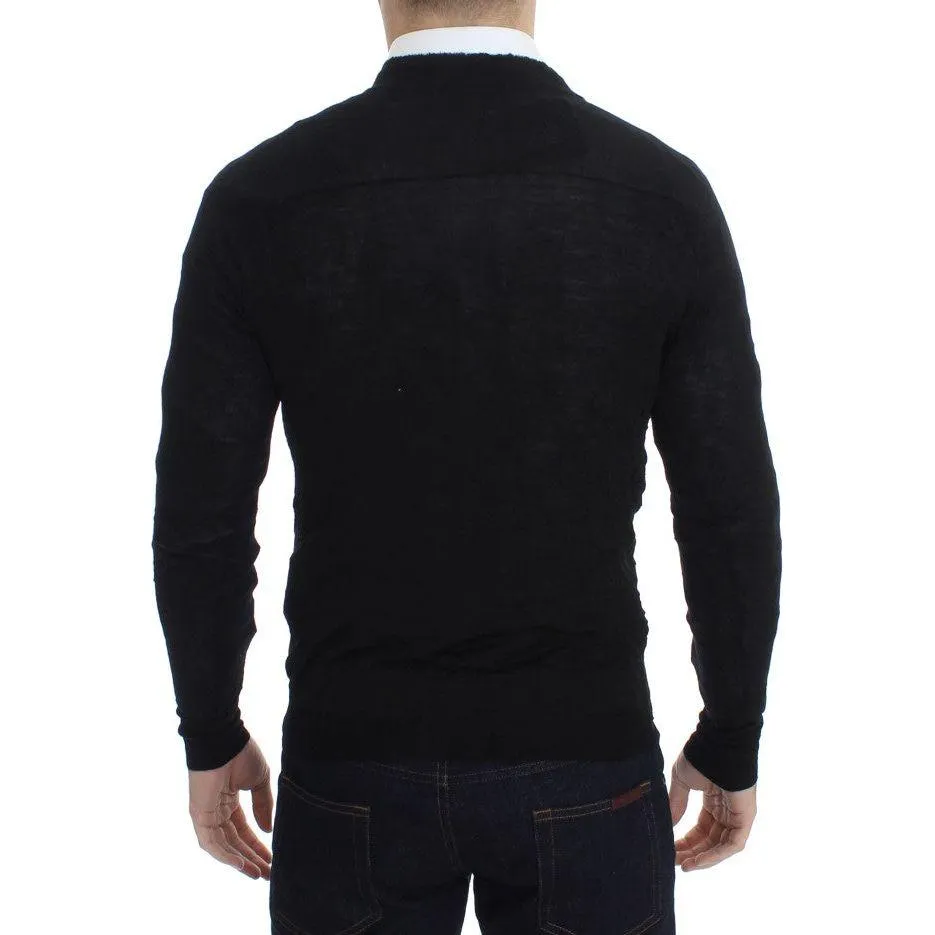 Costume National Elegant Black Merino Wool Cardigan