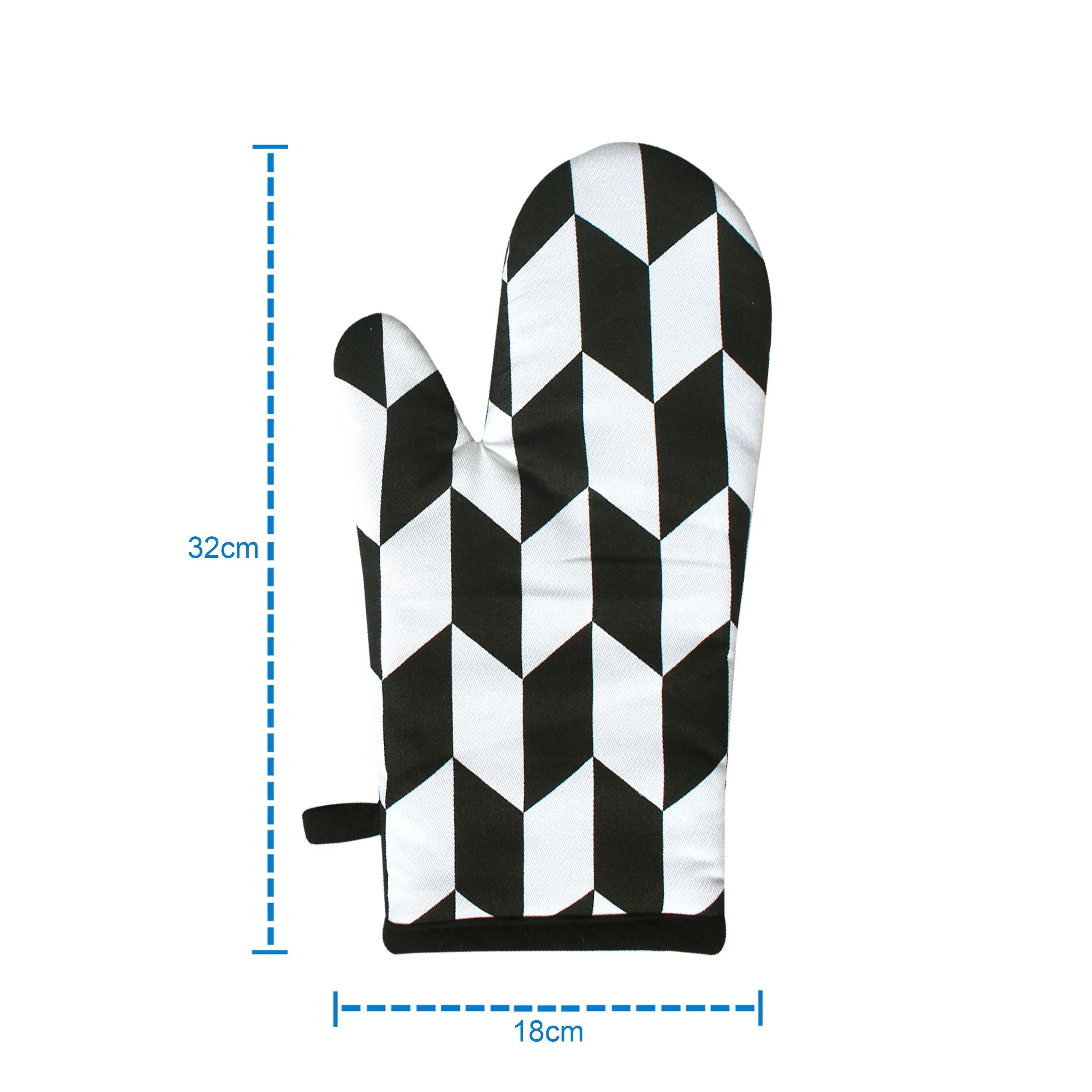 Cotton Classic Diamond Black Oven Gloves Pack Of 2