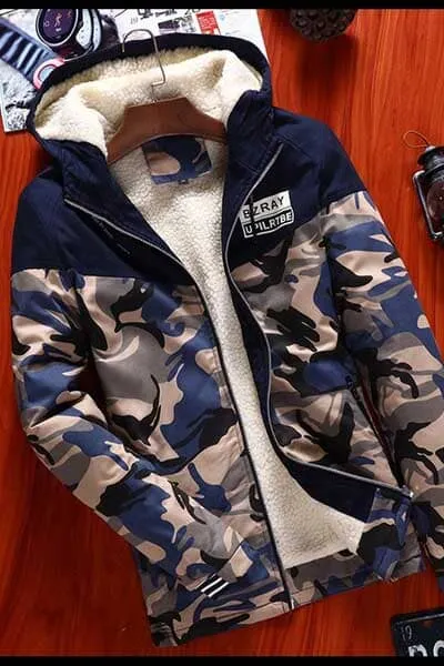 Crazy Republic Men's Camo Style Long Sleeve Hooded Zipper Jacket