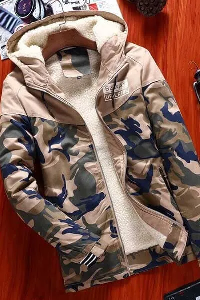 Crazy Republic Men's Camo Style Long Sleeve Hooded Zipper Jacket