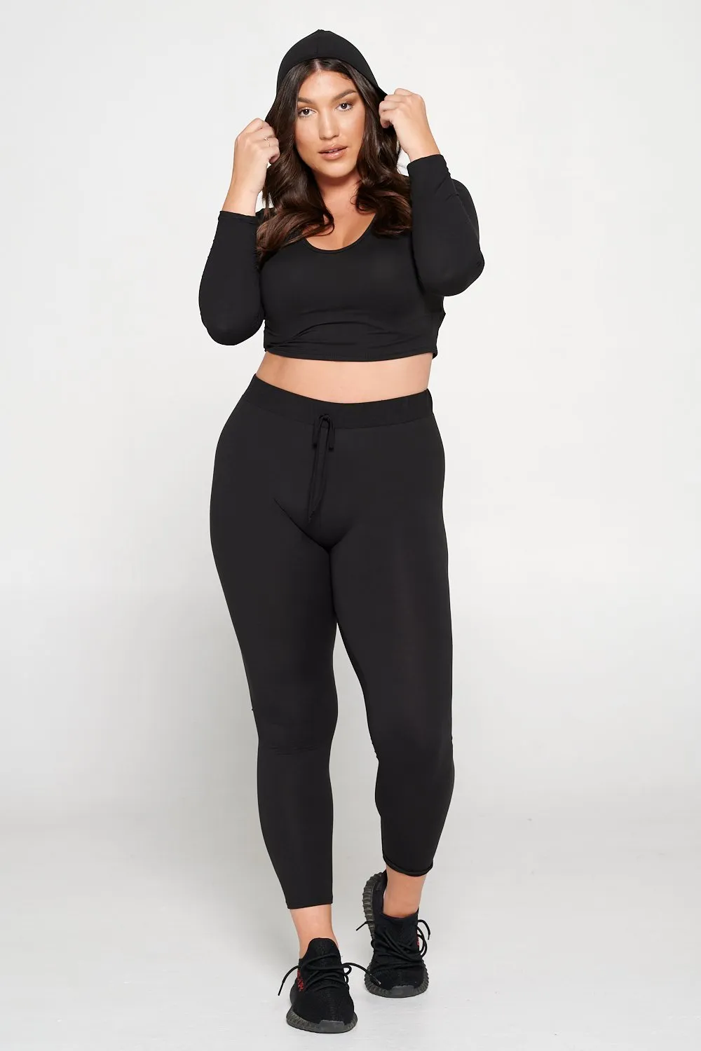 Crop Pullover Hoodie and Sweatpants Set