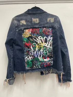 Cropped Denim Jacket Graffiti