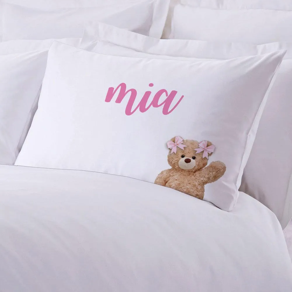 Cuddly Teddy Bear Personalized Sleeping Pillowcase