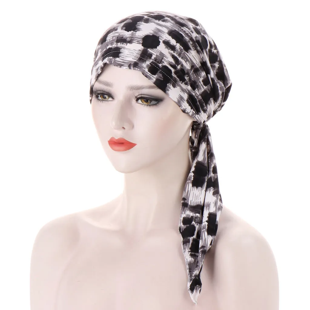 Curved Tail Turban Hat Flower Cloth Pullover