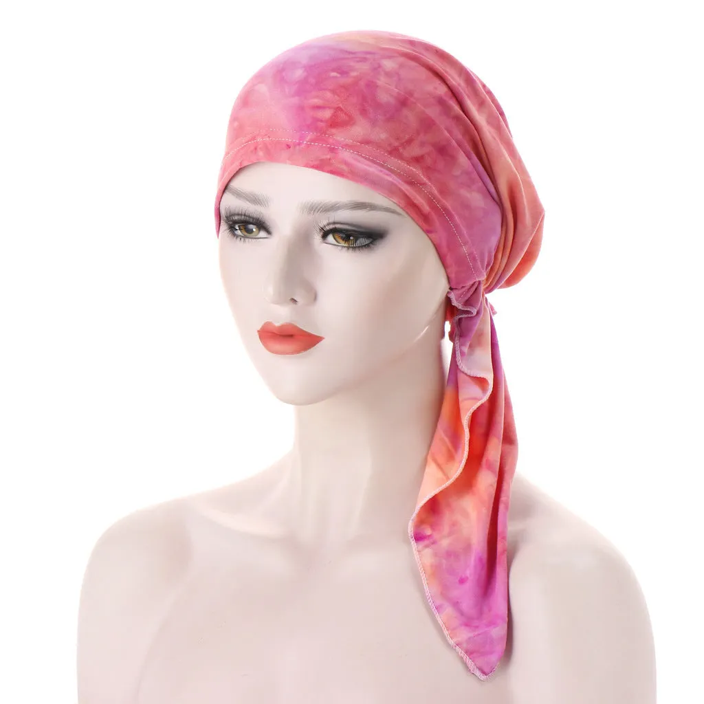 Curved Tail Turban Hat Flower Cloth Pullover