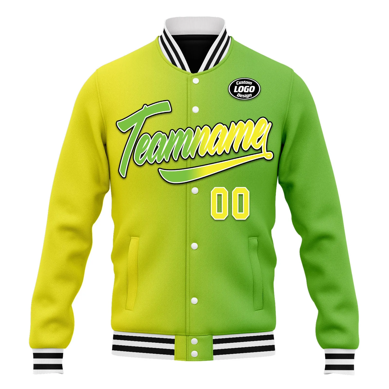 Custom Gradient Fashion Jacket Bomber Full-Snap Varsity Letterman Personalized Jacket FZ005-D028015-12