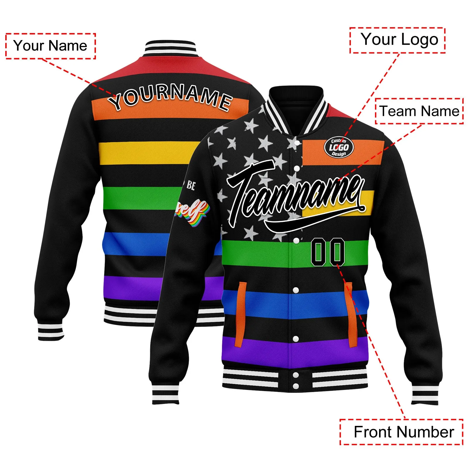 Custom Jacket Bomber Full-Snap Varsity Letterman Personalized Jacket FZ005-D025003-2