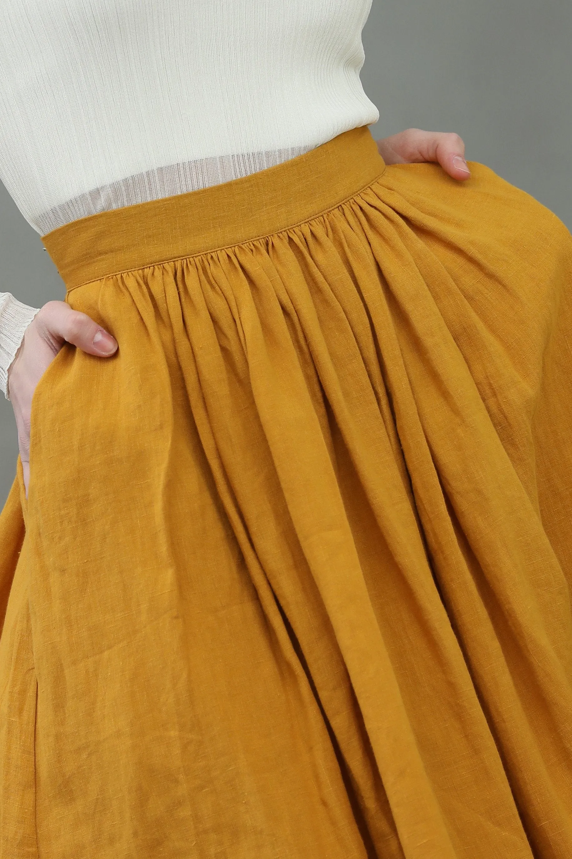 Daisy 03 | mustard yellow linen skirt