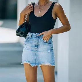 Distressed Denim Skirt