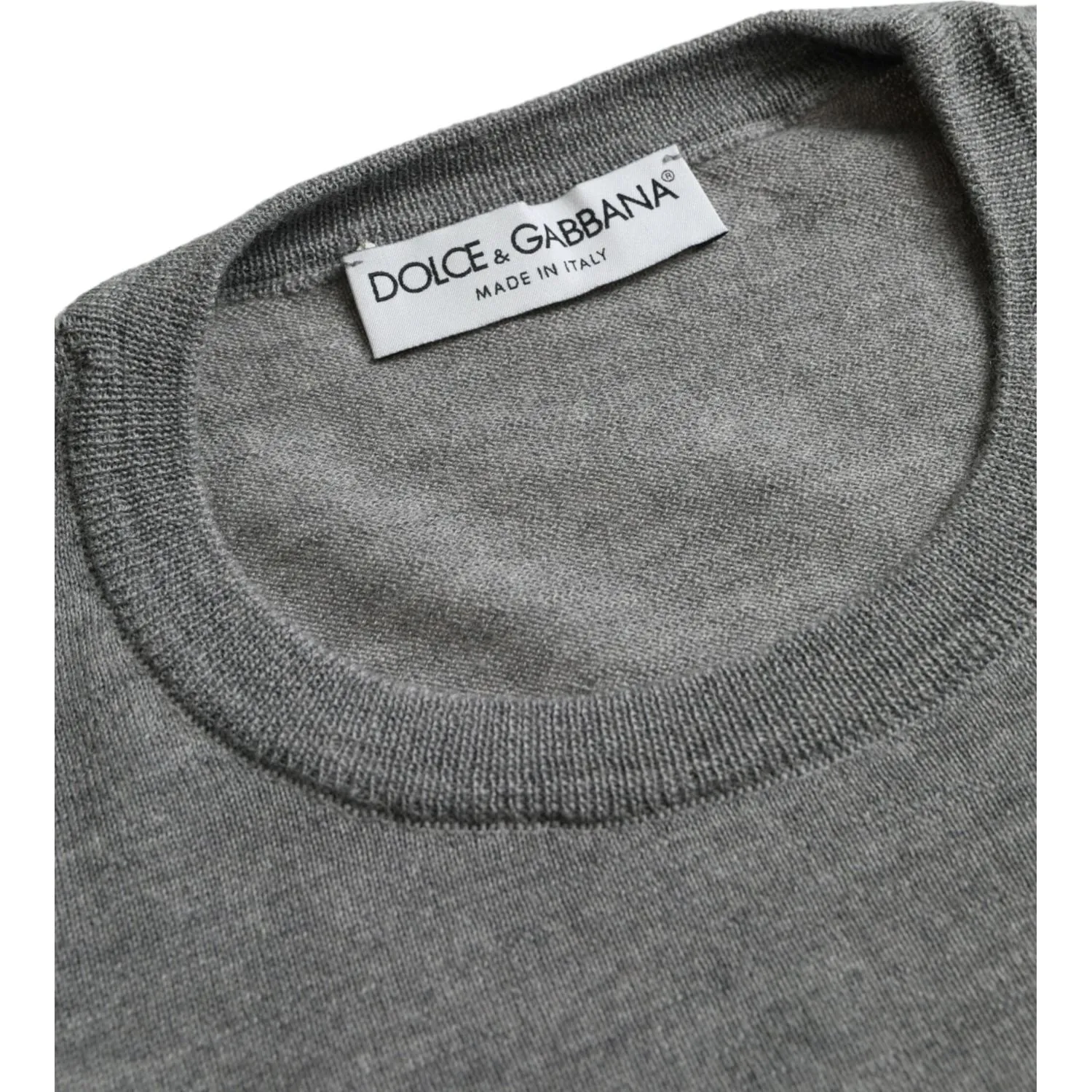 Dolce & Gabbana Ash Gray Wool Crew Neck Pullover Sweater