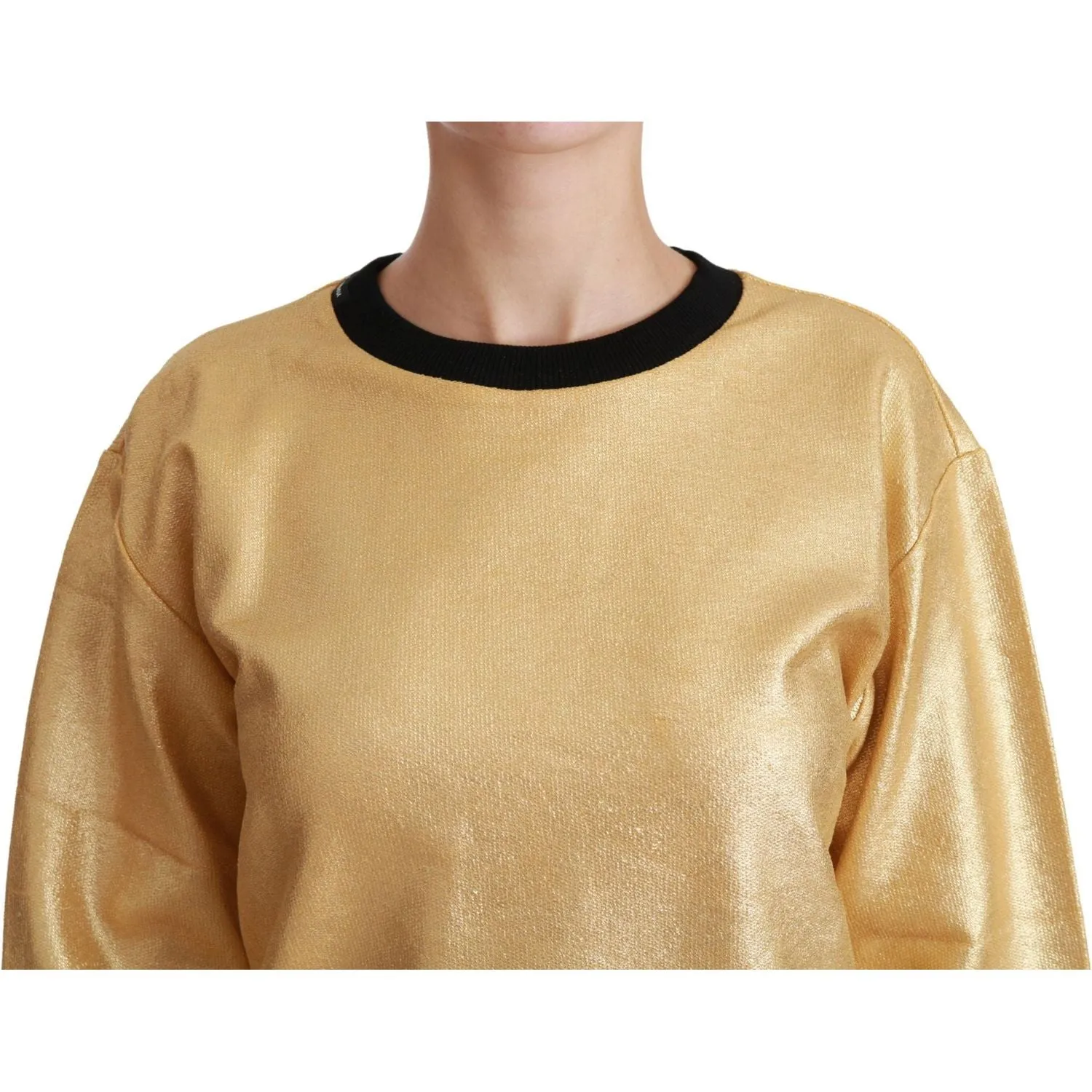 Dolce & Gabbana Elegant Gold Crew Neck Cotton Sweater