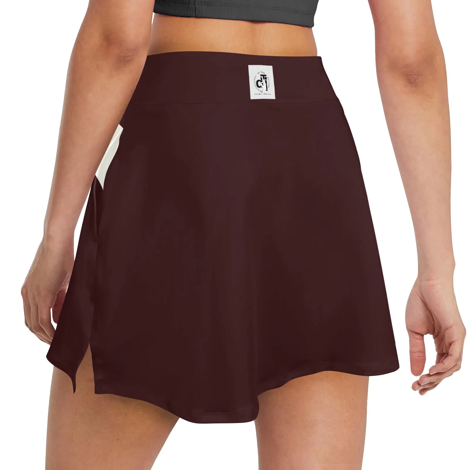 DTI Burgundy and White Stripe Skirt with Pocket