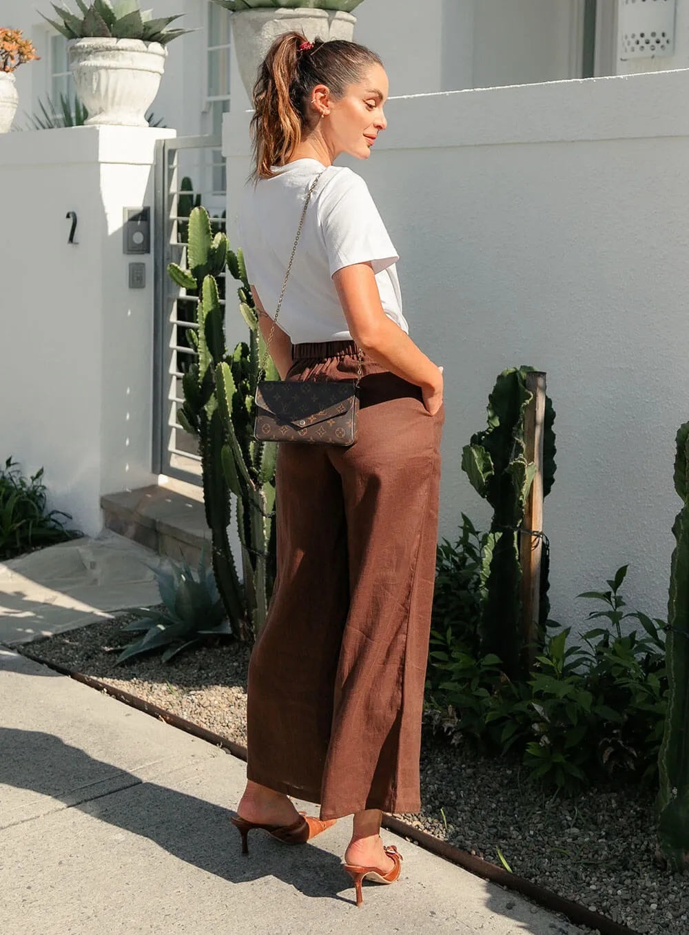 Edith Linen Culottes-CHOCOLATE