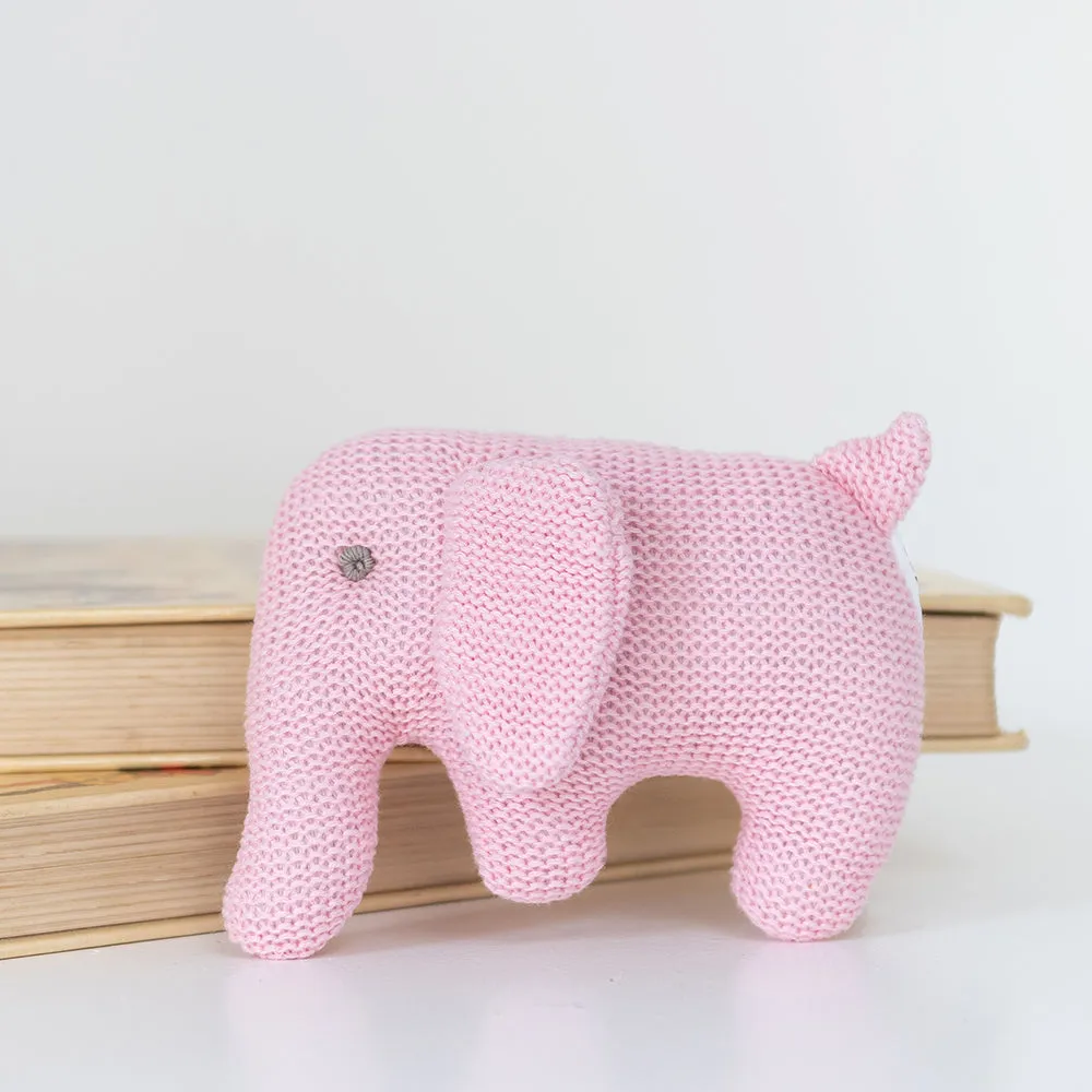 Elephant Baby Rattle - Organic Knitted Cotton