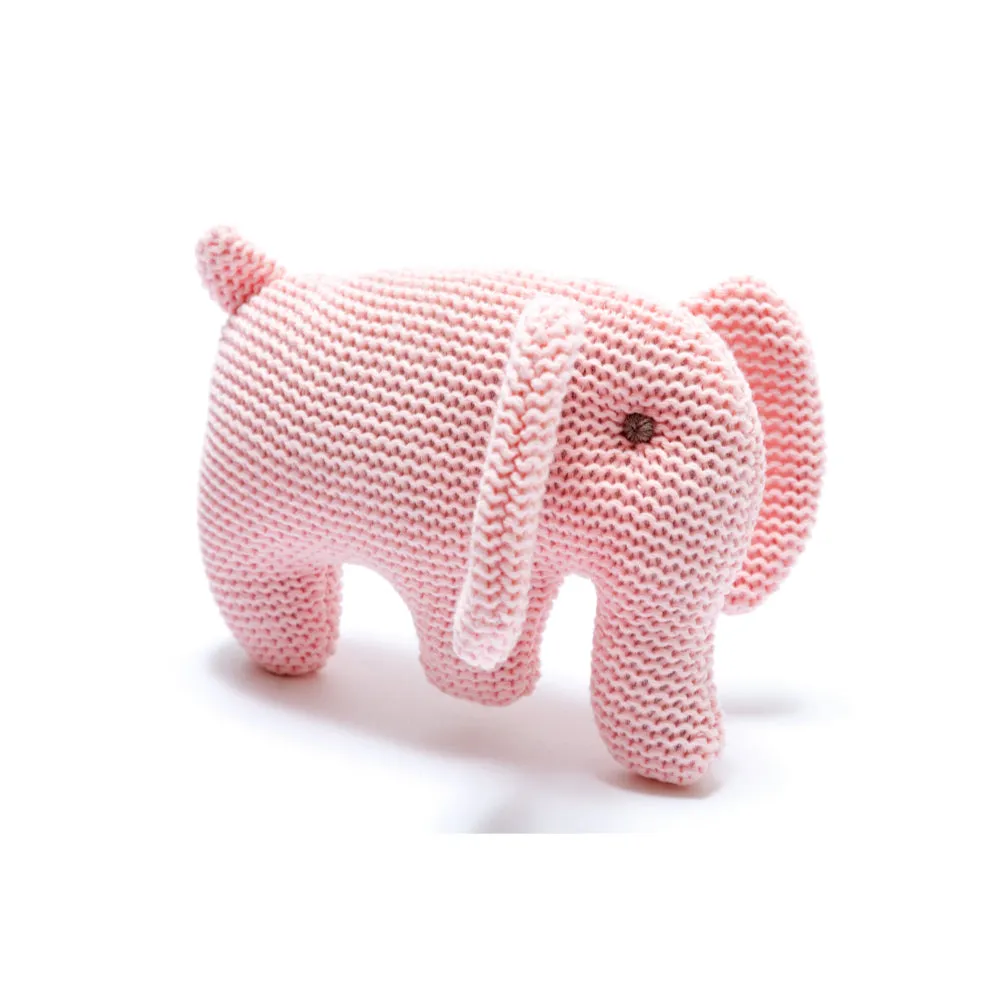 Elephant Baby Rattle - Organic Knitted Cotton