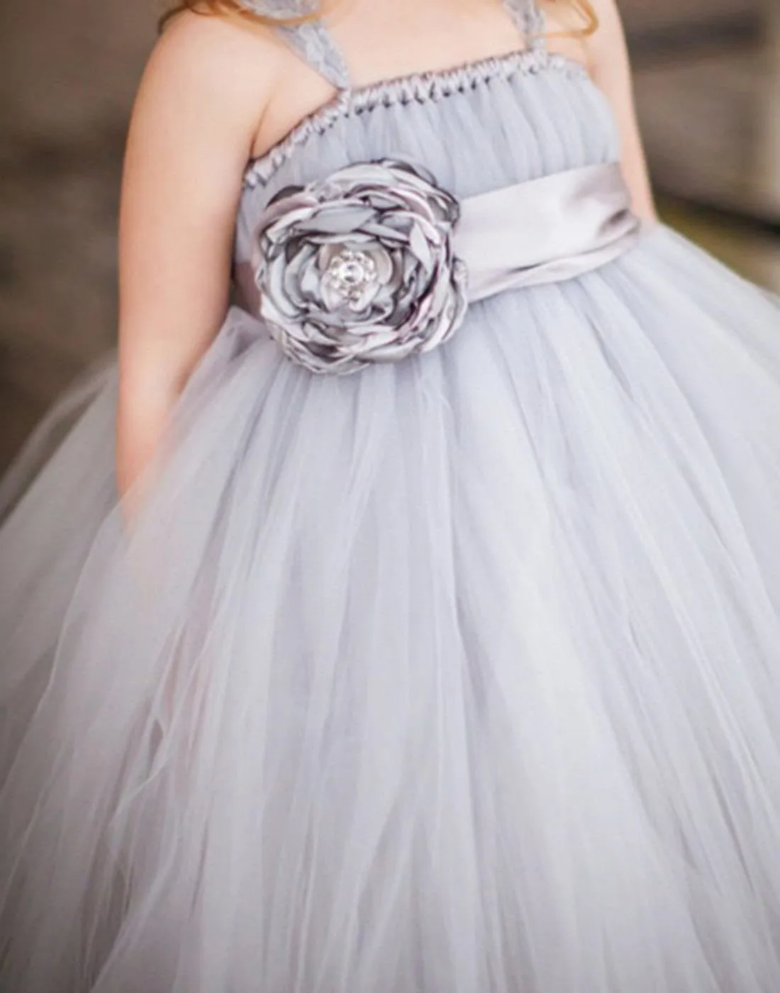 Empyrean Tulle  Floor-Length Dress - Silver