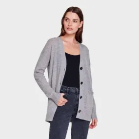 Essential Cashmere Oversized Boyfriend Cardigan (Heather Grey)