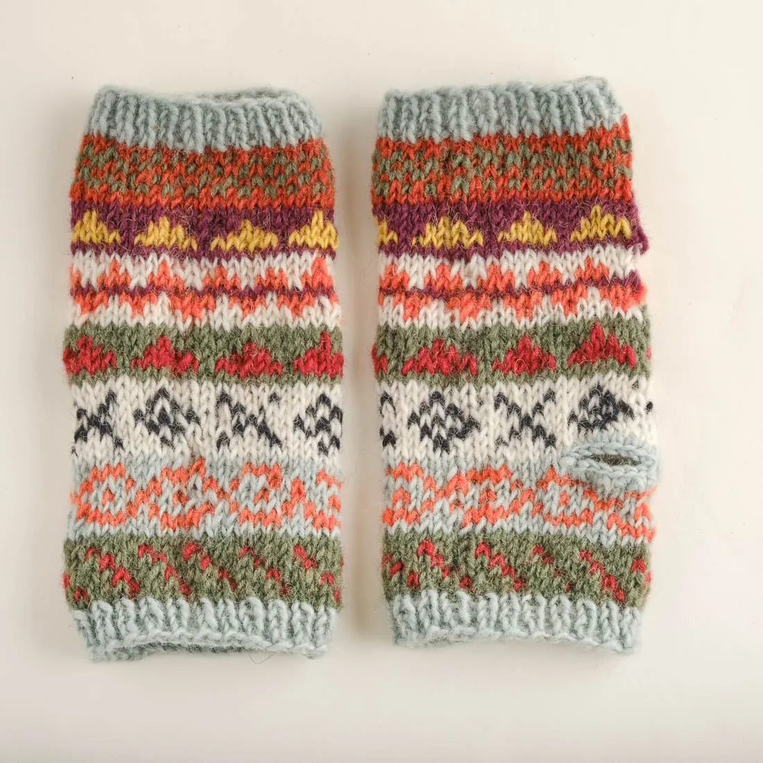 Fair Isle Fingerless Knitted Mittens