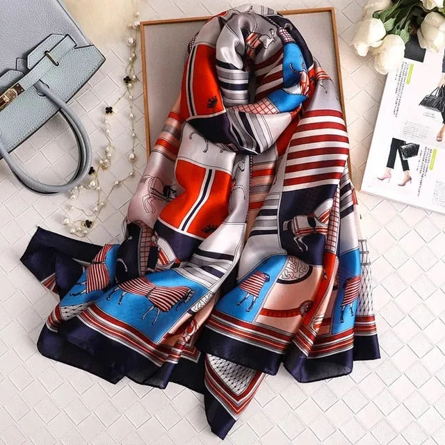 Fashion Silk Scarf Printed Bandana Shawl #LZ154