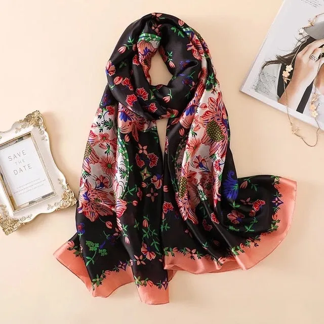 Fashion Silk Scarf Printed Bandana Shawl #LZ154