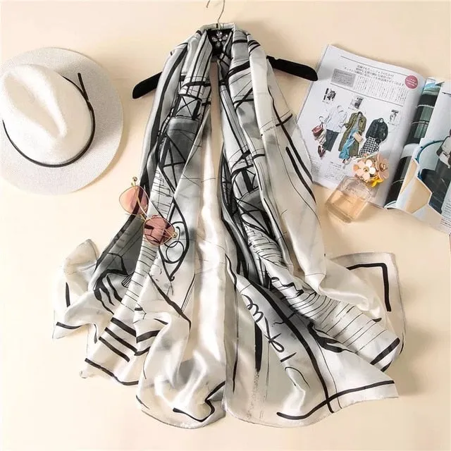 Fashion Silk Scarf Printed Bandana Shawl #LZ154