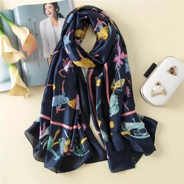 Fashion Silk Scarf Printed Bandana Shawl #LZ154