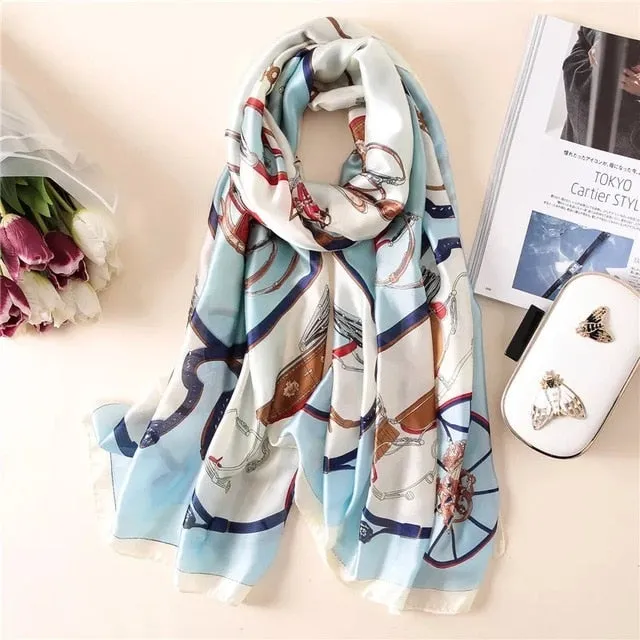 Fashion Silk Scarf Printed Bandana Shawl #LZ154