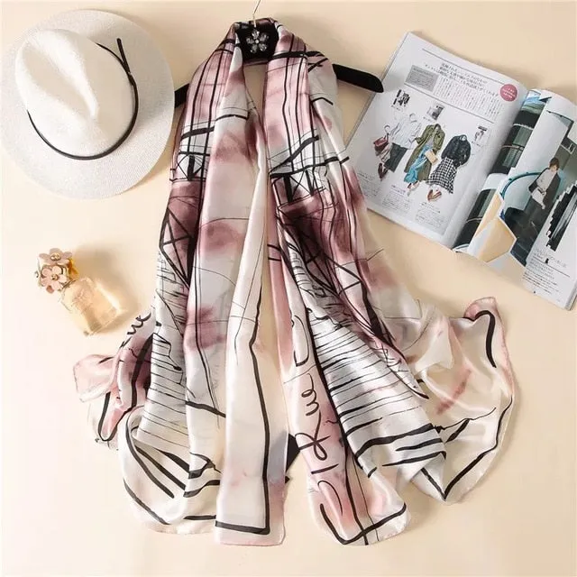 Fashion Silk Scarf Printed Bandana Shawl #LZ154