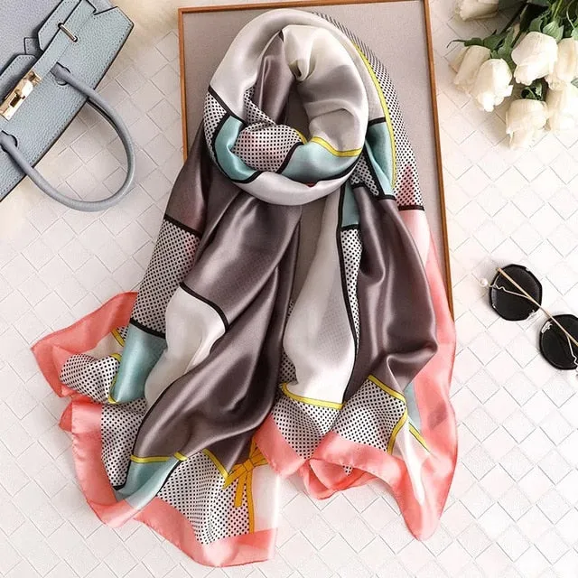 Fashion Silk Scarf Printed Bandana Shawl #LZ154