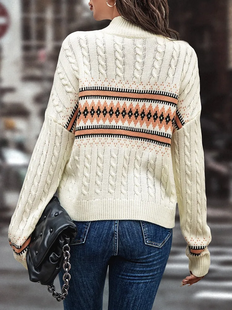 Fashionkova  2022 Autumn Winter Women Pullover Sweater Mock Neck Kniting Knit Clothing Casual Office Lady Dailywear Hot