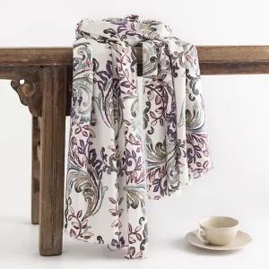 FH23-5108 plants flowers printed winter scarf