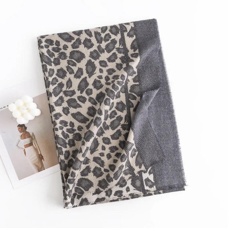 FH23-5362 Leopard print winter scarf