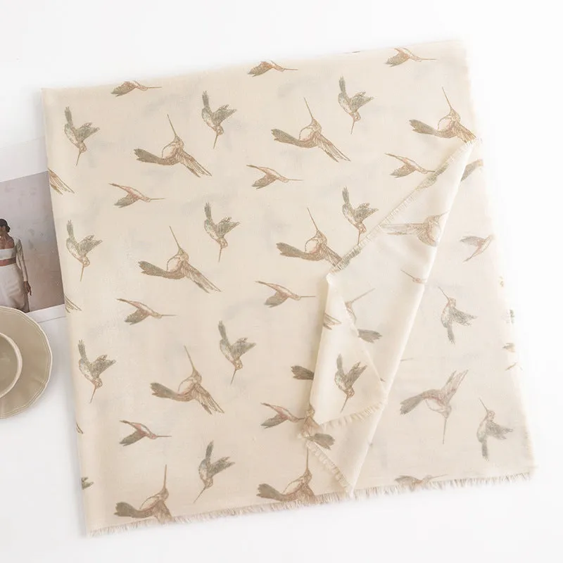 FH23-5427 bird printed winter scarf