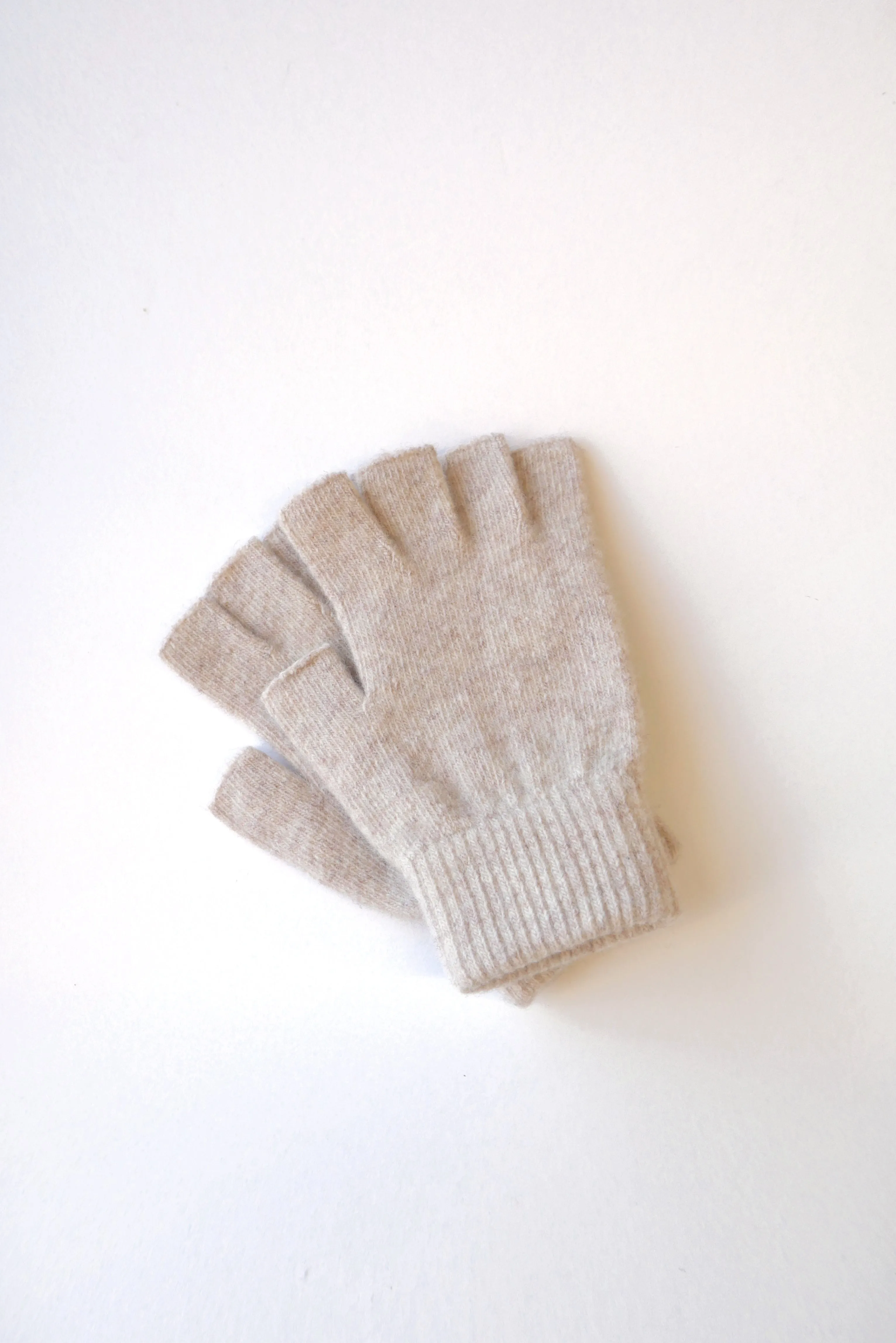 Fingerless Wool Gloves - Heather Oatmeal