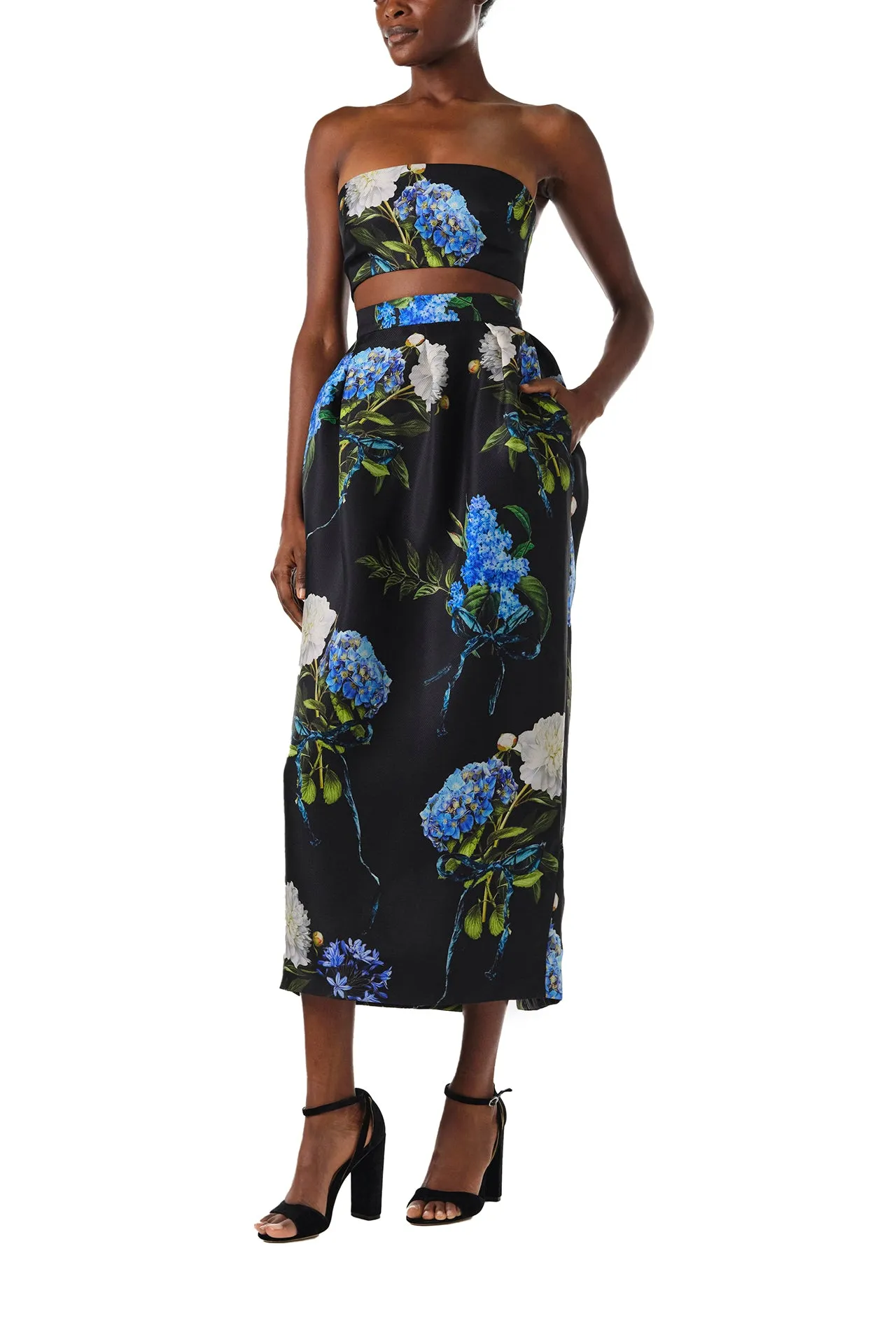 Floral Draped Midi Skirt