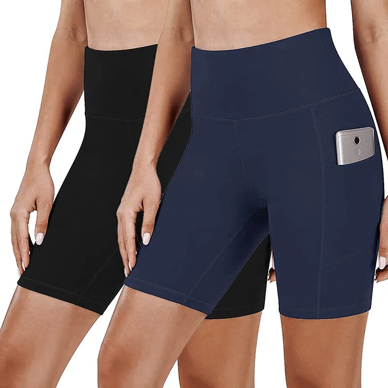 Fullsoft 2 Pack Womens Biker Shorts With Pockets High Waisted Workout Running Athletic Leggings