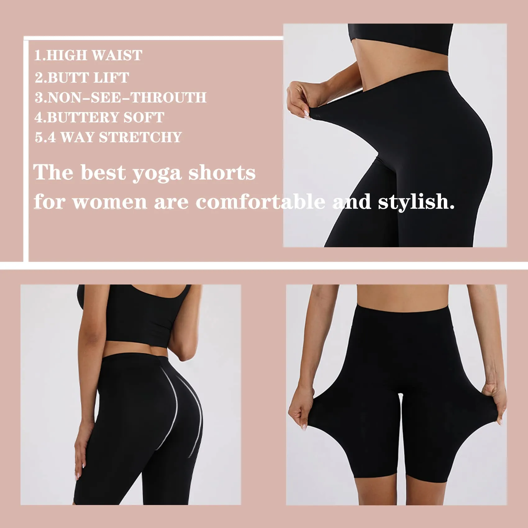 Fullsoft 3 Pack Biker Shorts Womens High Waisted Workout Running Athletic Shorts Leggings