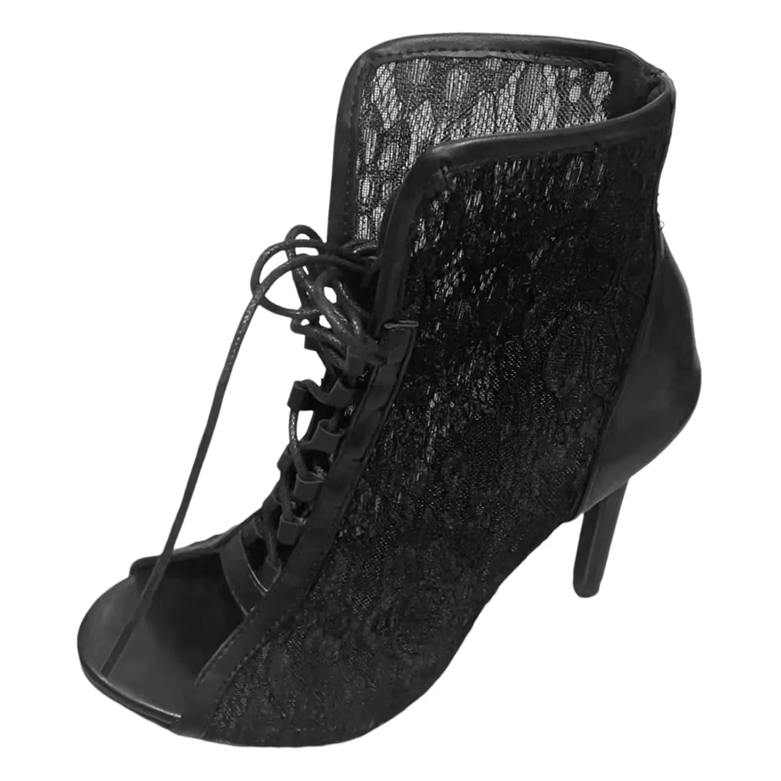 Funki Buys | Boots | Women's Lace Mesh Peep Toe High Booties