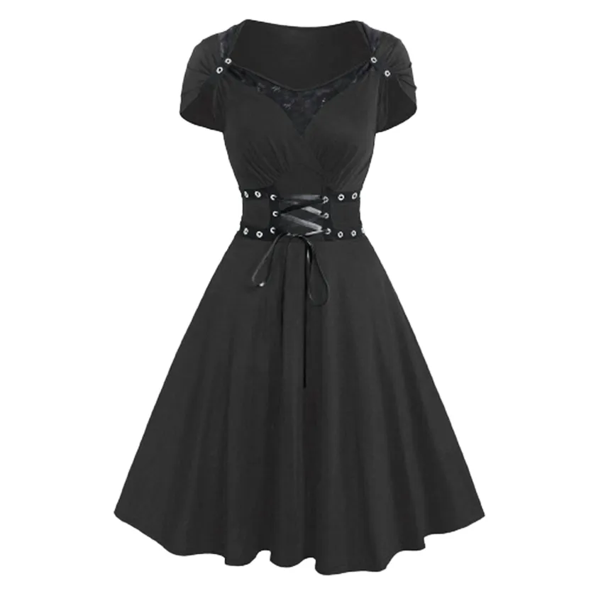 Funki Buys | Dresses | Women's Gothic High Waist Tunic Dress