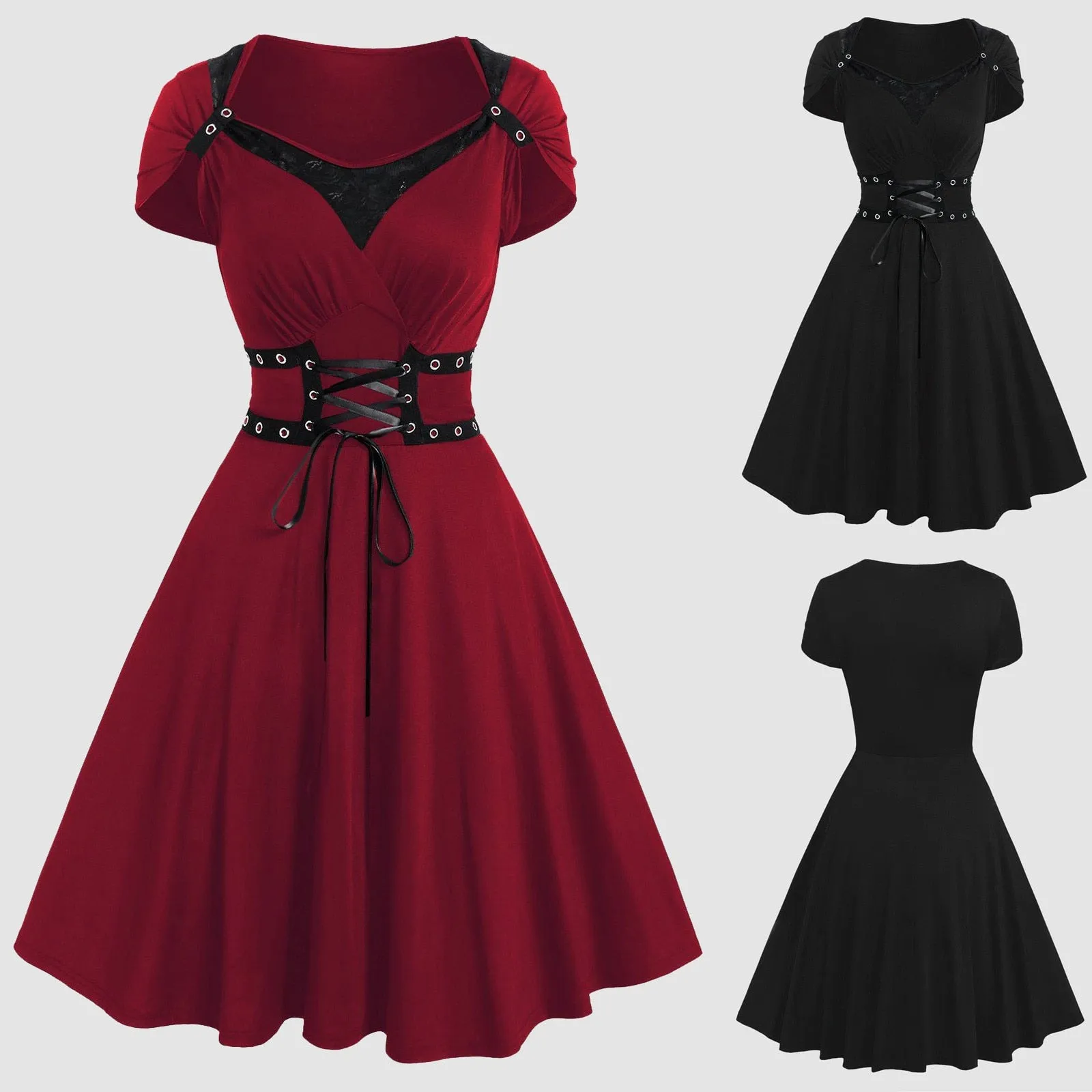 Funki Buys | Dresses | Women's Gothic High Waist Tunic Dress