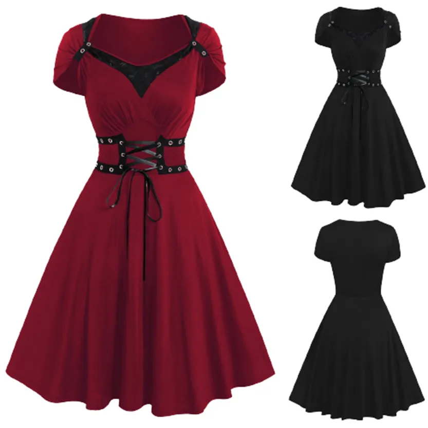 Funki Buys | Dresses | Women's Gothic High Waist Tunic Dress