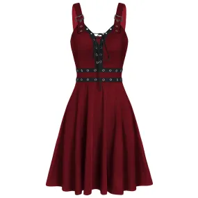 Funki Buys | Dresses | Women's Gothic Lace Up Mini Dress