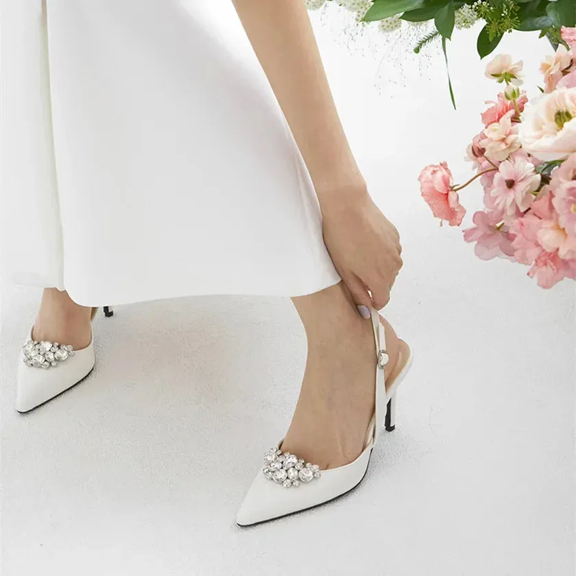 Funki Buys | Shoes | Women's Crystal Satin Pointed Toe Heels