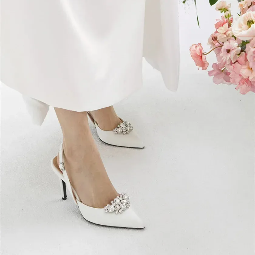 Funki Buys | Shoes | Women's Crystal Satin Pointed Toe Heels