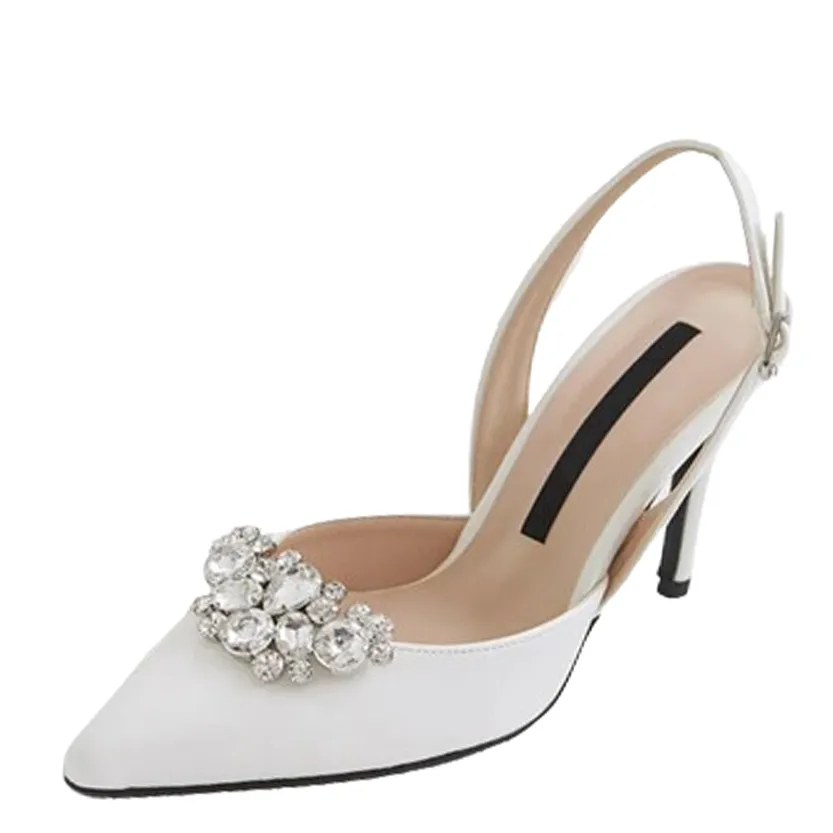 Funki Buys | Shoes | Women's Crystal Satin Pointed Toe Heels