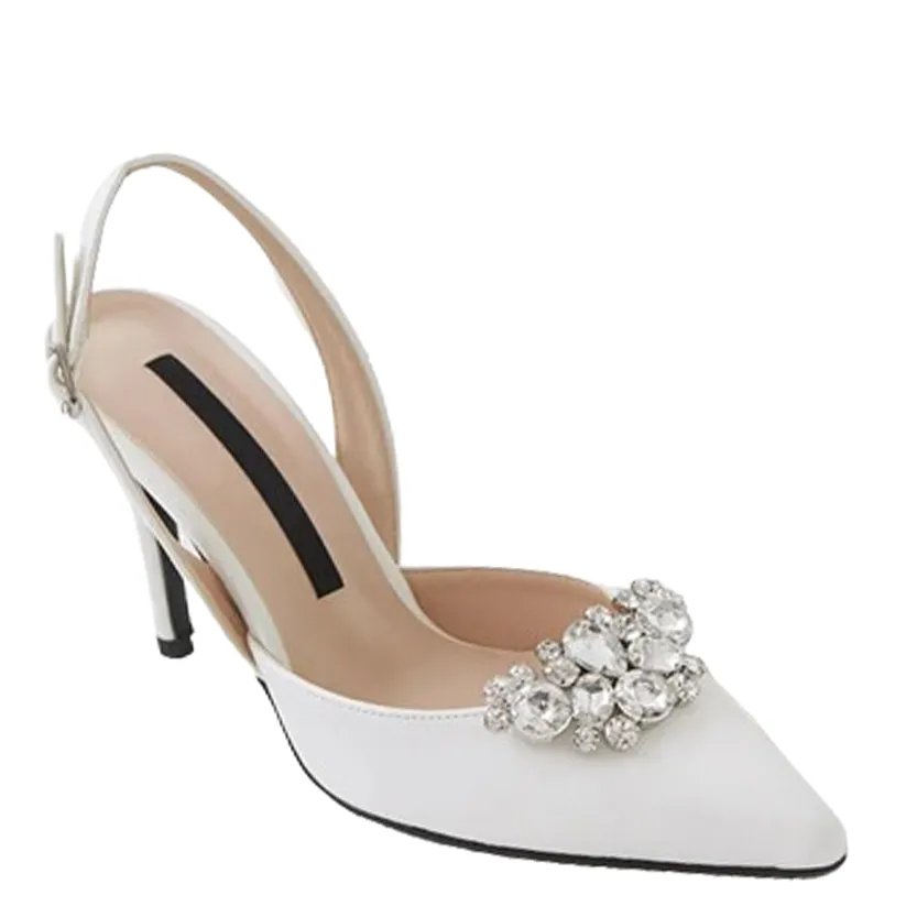 Funki Buys | Shoes | Women's Crystal Satin Pointed Toe Heels