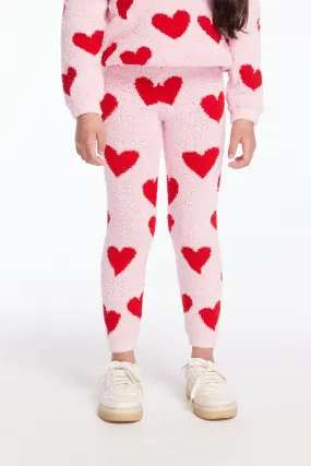 Fuzzy Fleece Sugar Heart Girls Legging