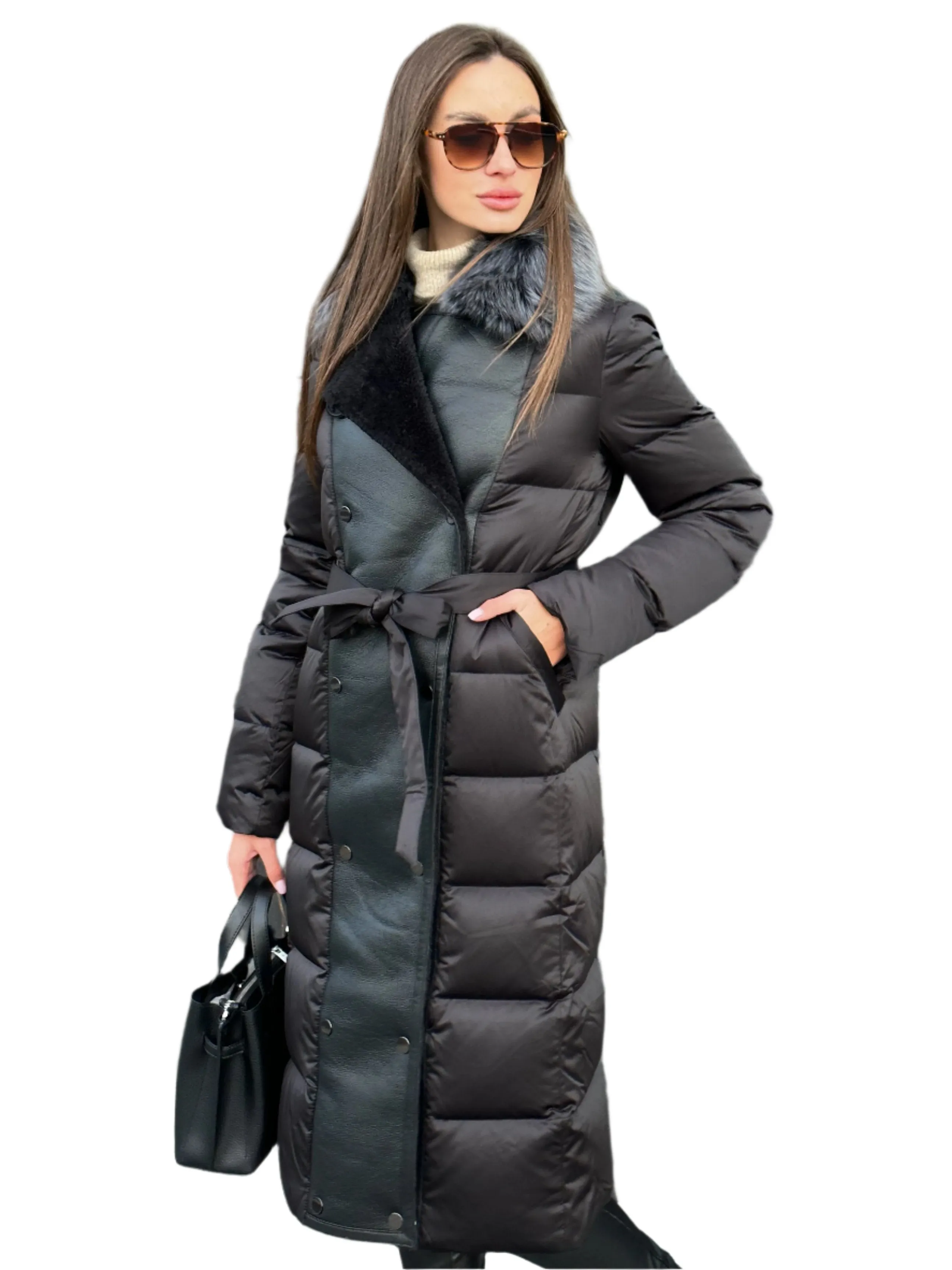 Genuine Polar Fox Fur Down Fill Coat