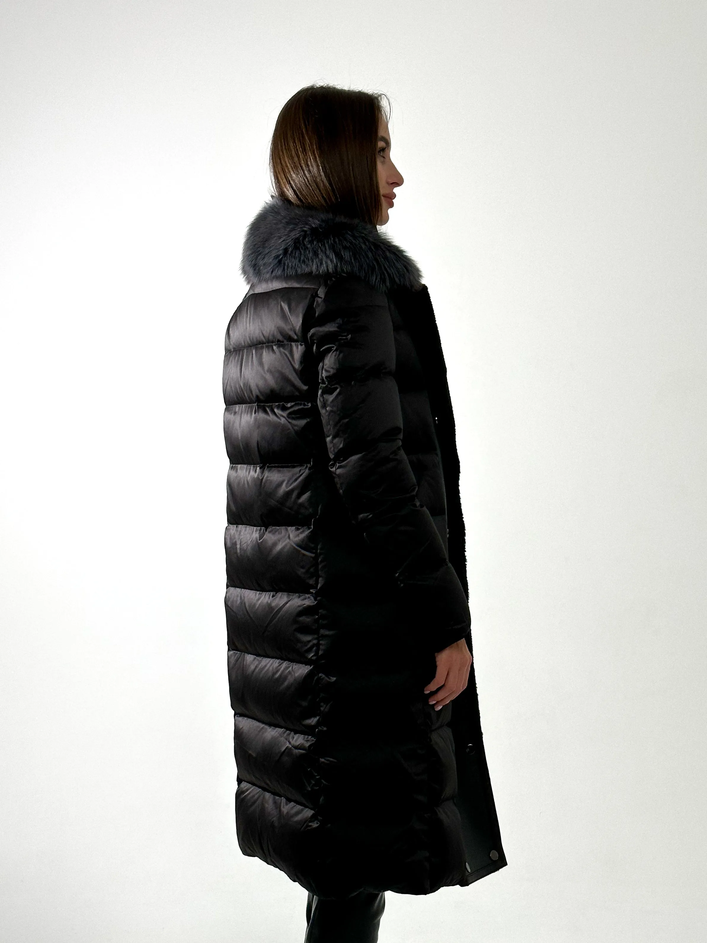 Genuine Polar Fox Fur Down Fill Coat