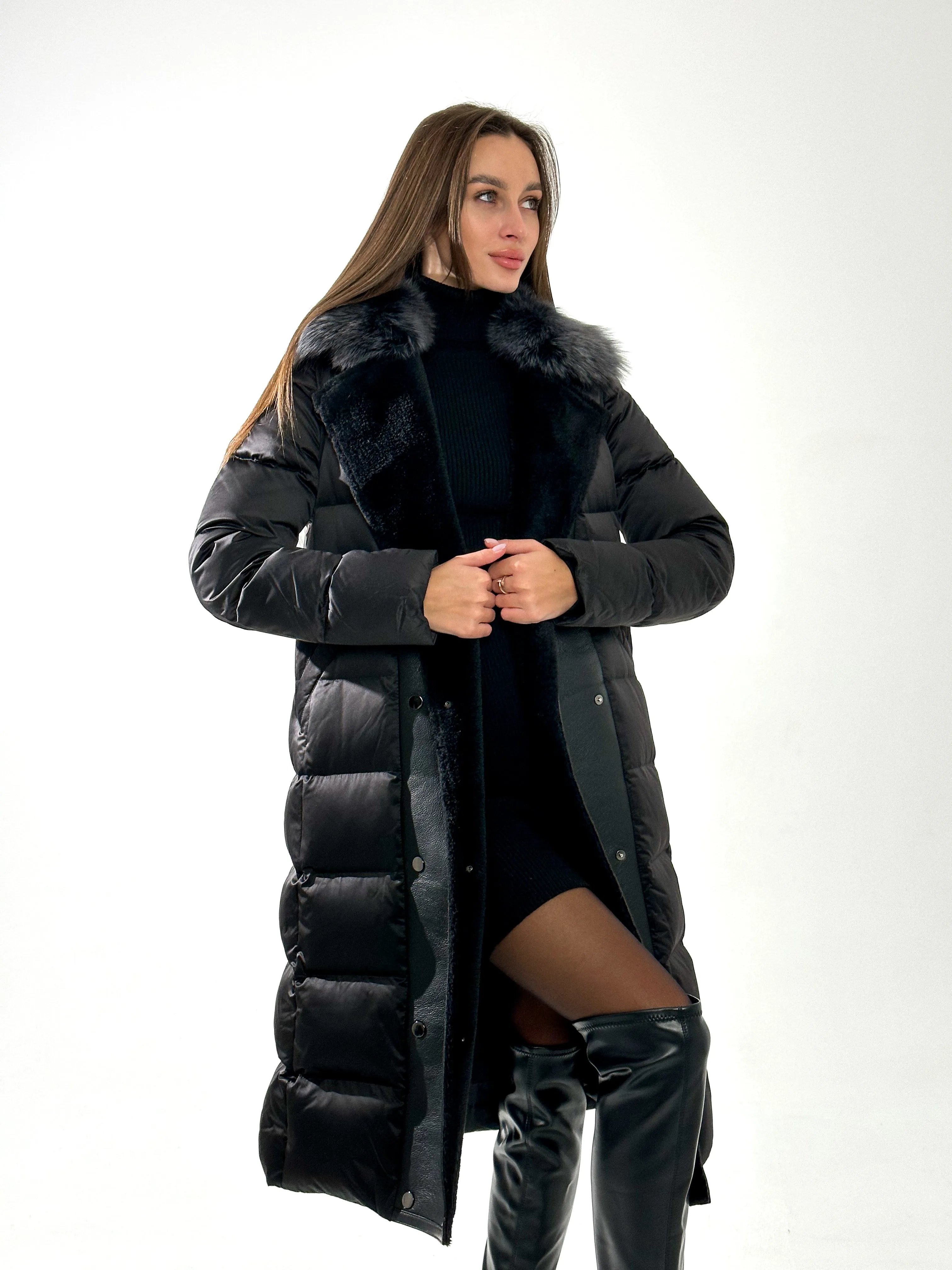 Genuine Polar Fox Fur Down Fill Coat